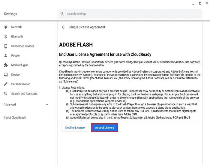 cloudready plugin license agreement