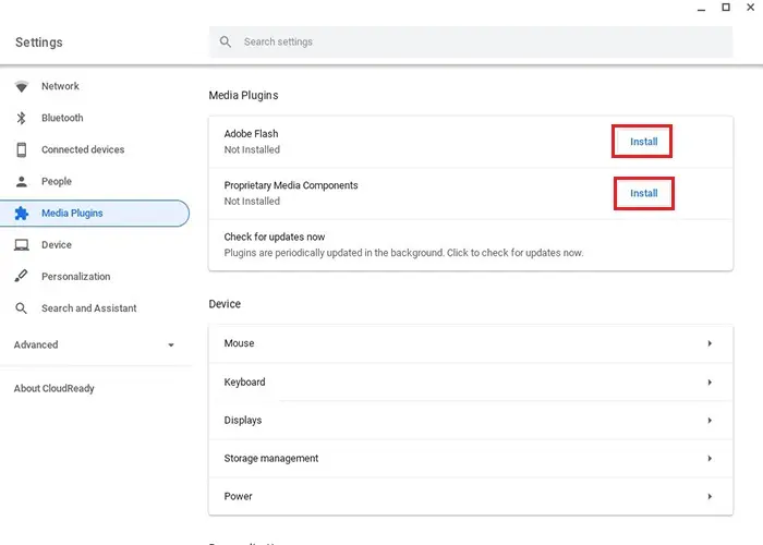 cloudready settings media plugin