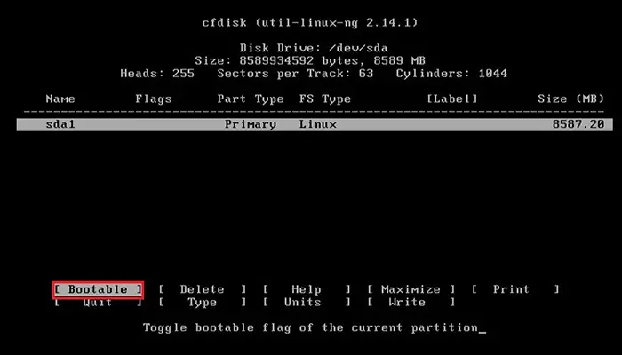 install bliss os cfdisk bootable