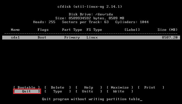 install bliss os cfdisk quite