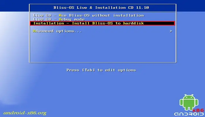 install bliss os live