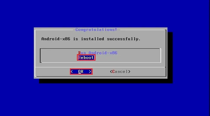 installation android successfully install reboot