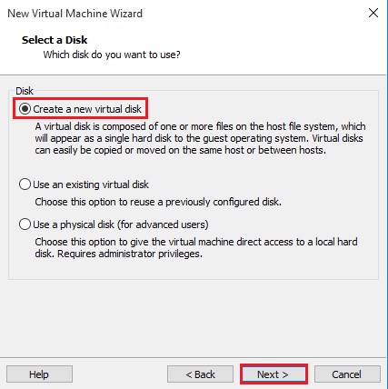 new virtual machine disk