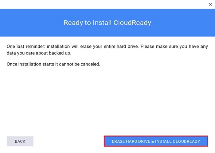 ready to install cloudready