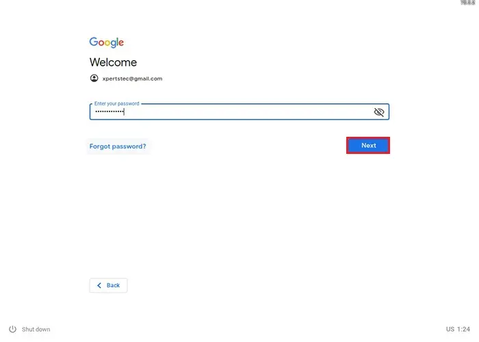 sign in to your chromebook password