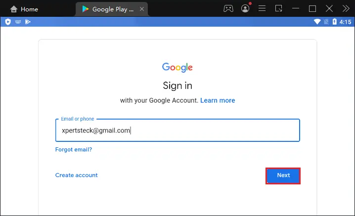 LDPlayer login type email