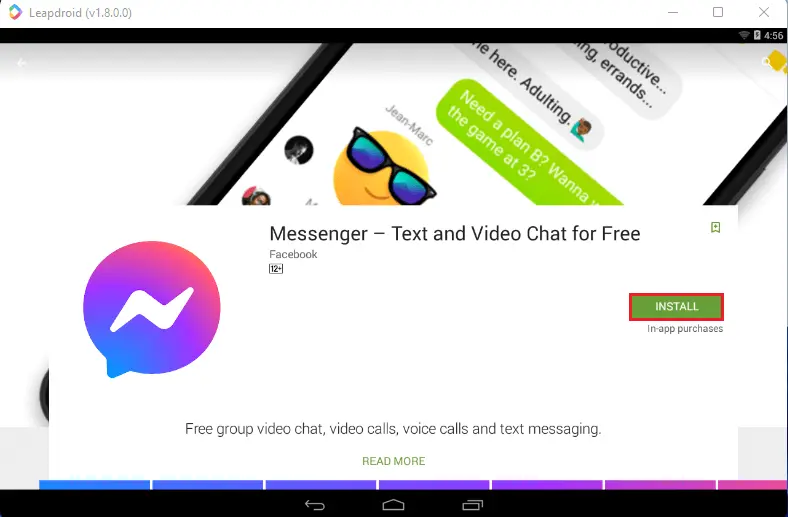 Leapdroid install Facebook messenger