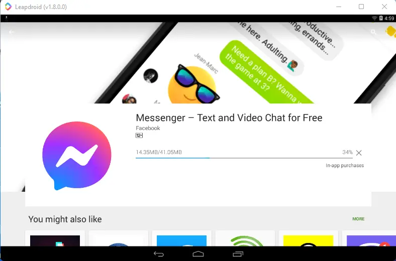 Leapdroid installing Facebook messenger