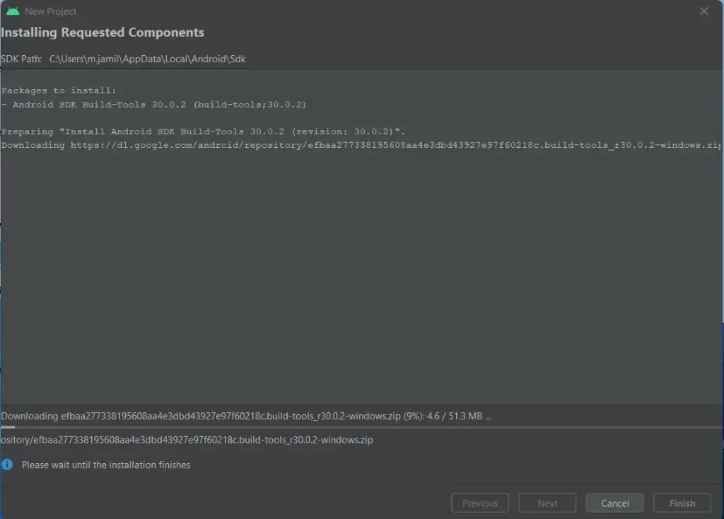 SDK downloading requested component