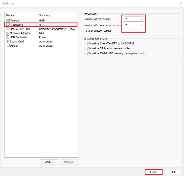 Virtual Machine settings processor