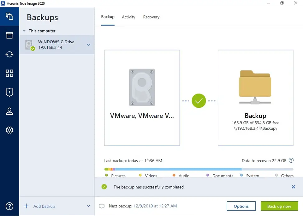 acronis 2020 backup completed