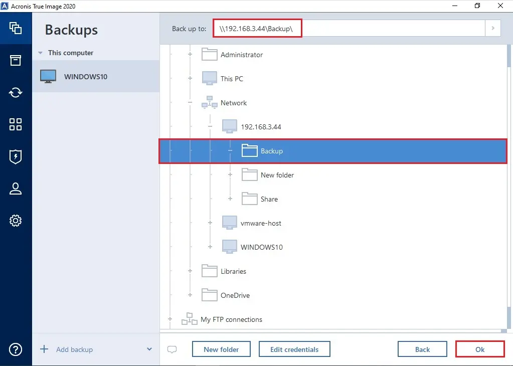 acronis 2020 backup destination