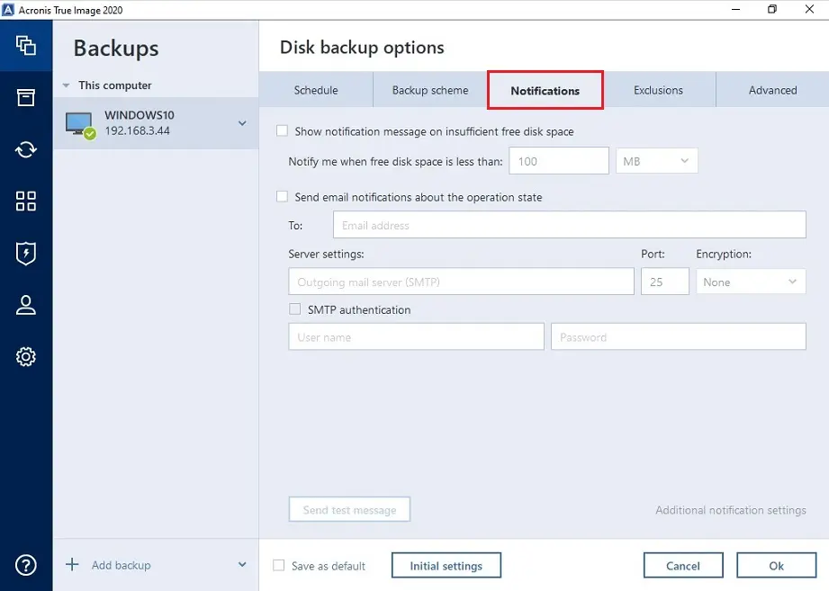 acronis 2020 backup notification