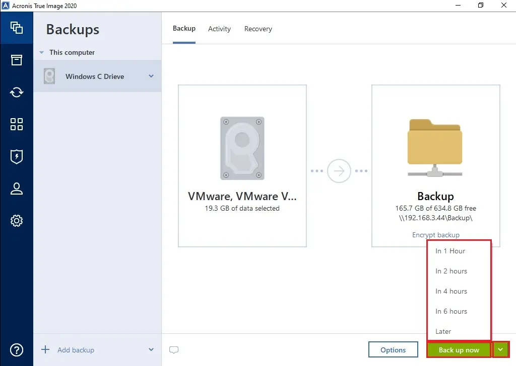 acronis 2020 backup now