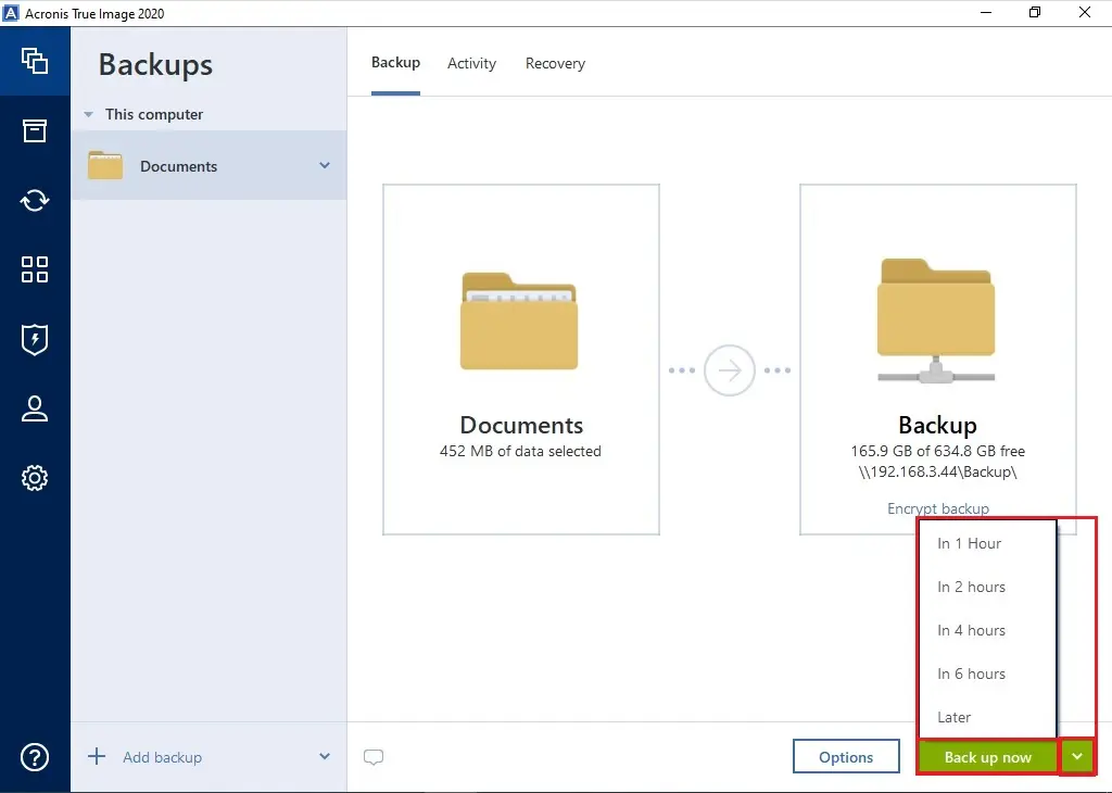 acronis 2020 backup now