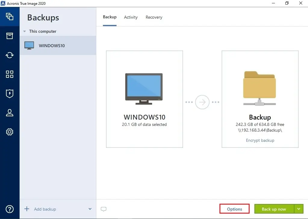 acronis 2020 backup now