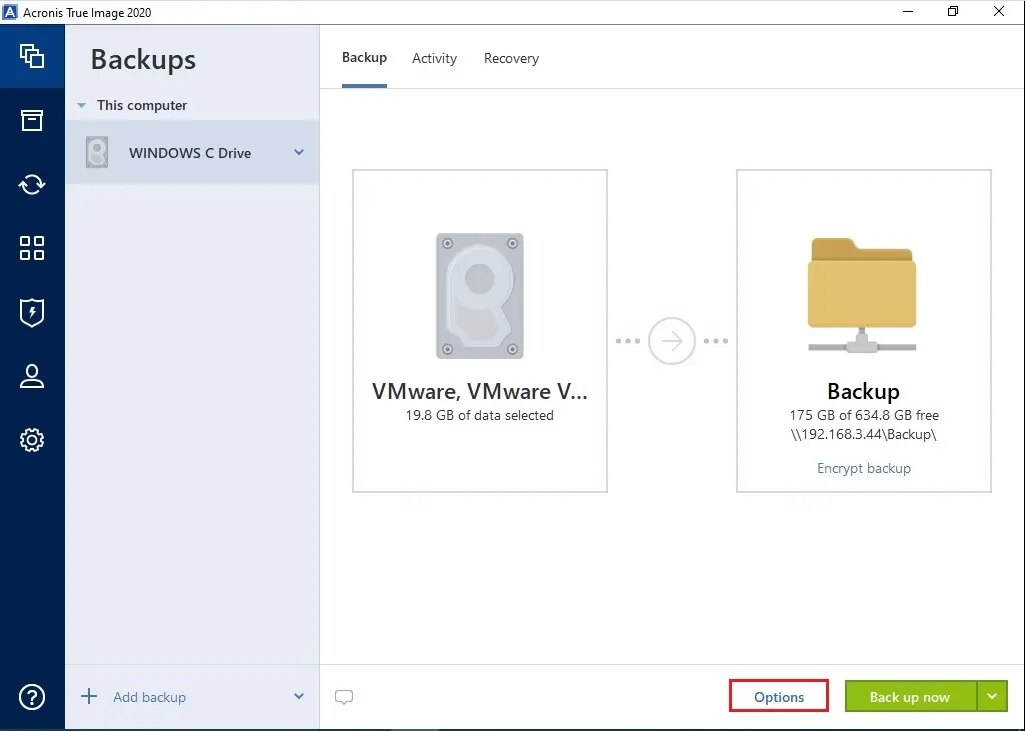 acronis 2020 backup now