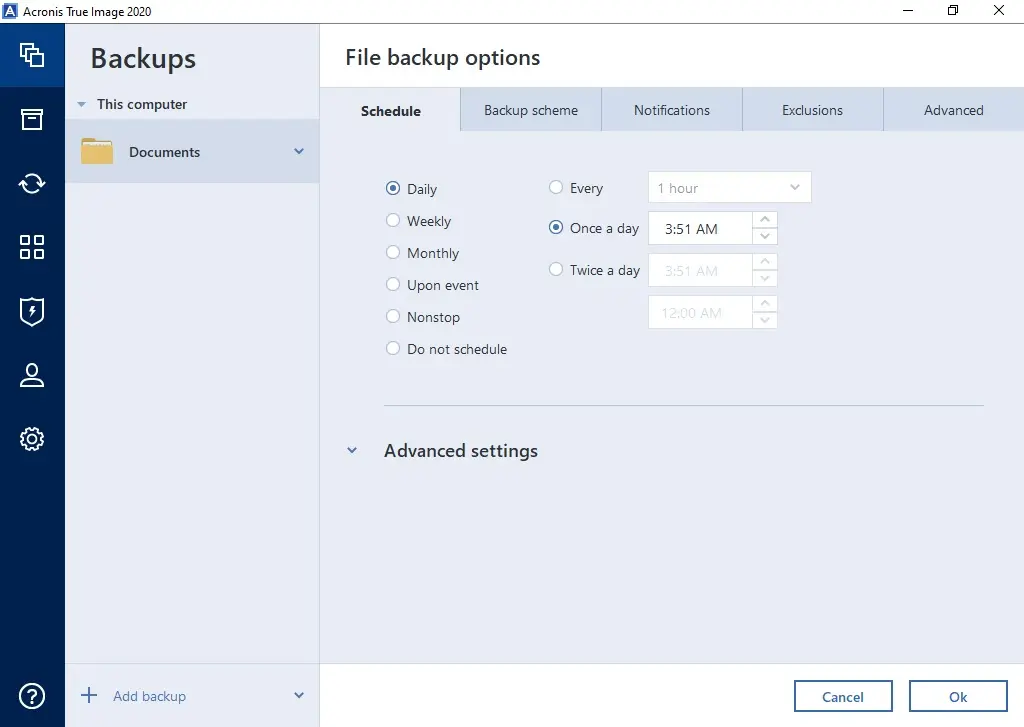 acronis 2020 backup options