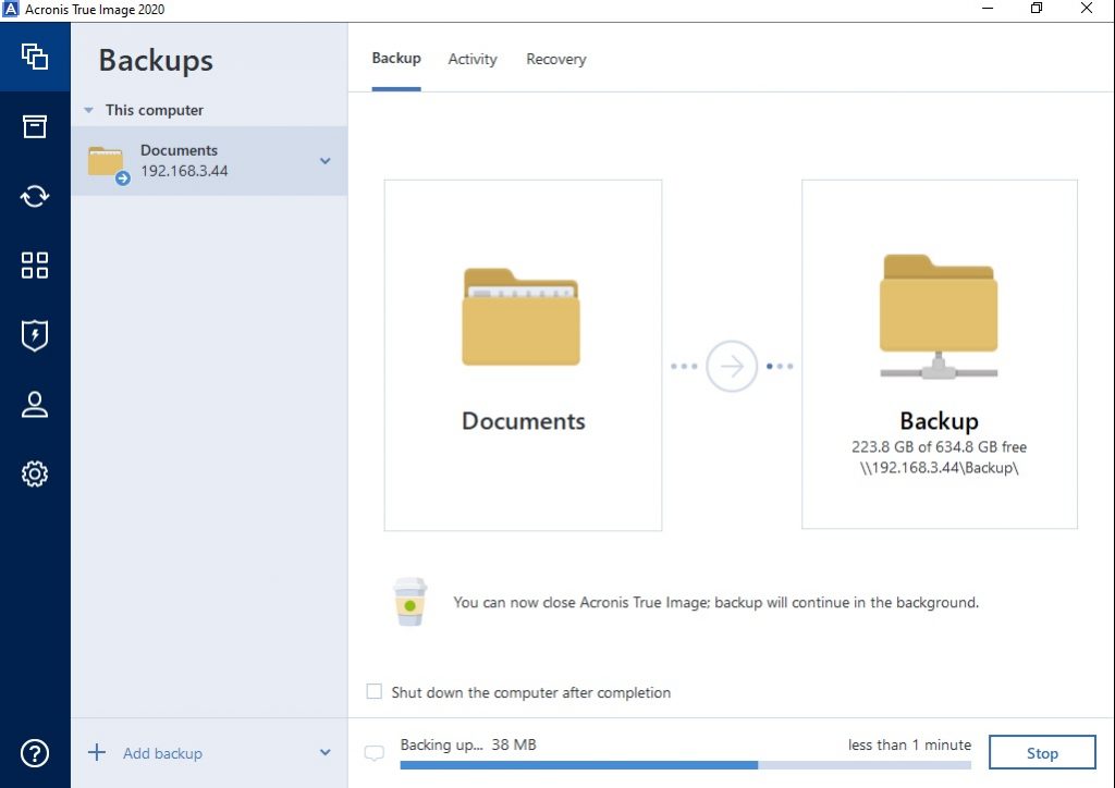 acronis true image 2020 very slow backup