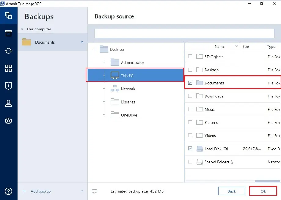 acronis 2020 backup source