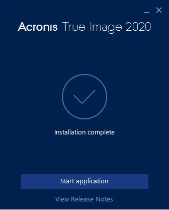 acronis 2020 installation completed