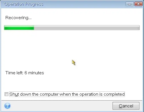 acronis 2020 recovery in progress