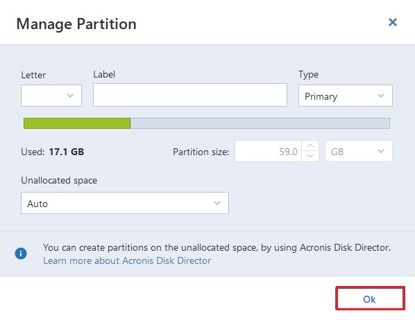 acronis true image restore to different size partition