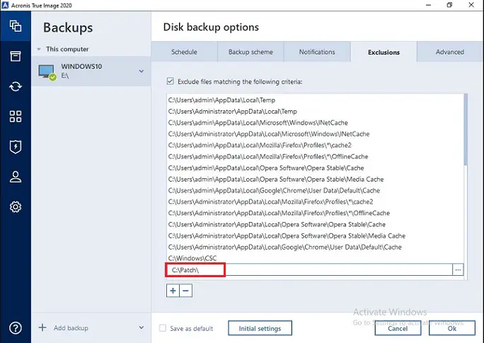 Exclude File or Folder, How to exclude a file or folder from a backup Acronis True Image 2020