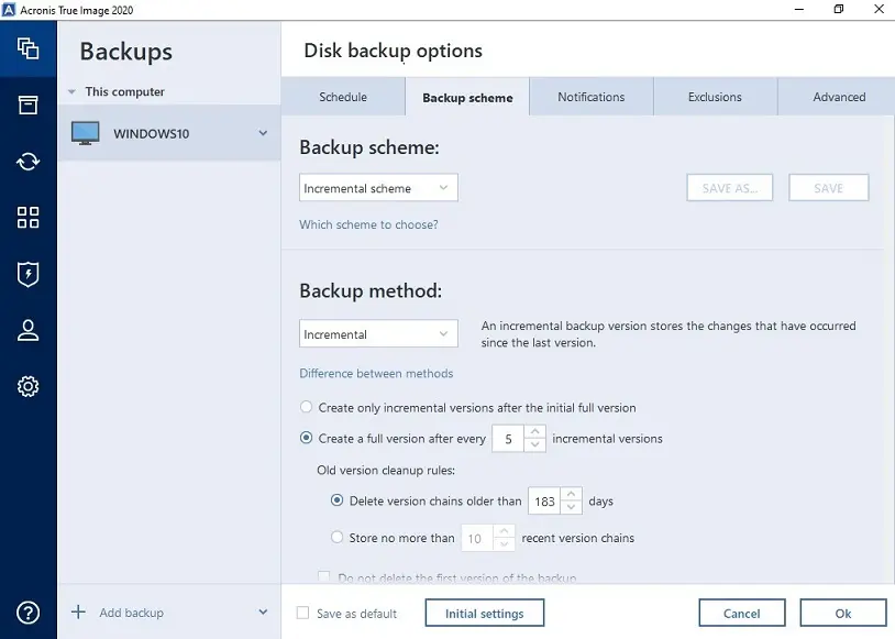 acronis backup scheme