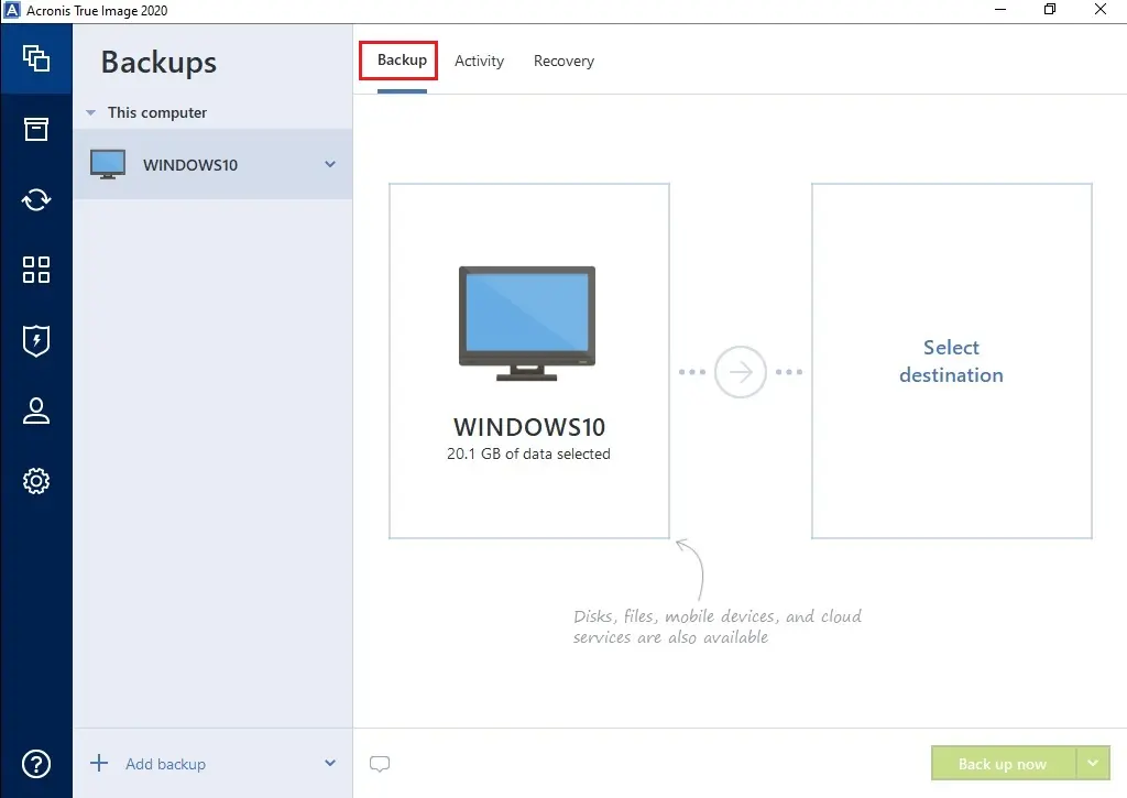 acronis true image 2020 backup