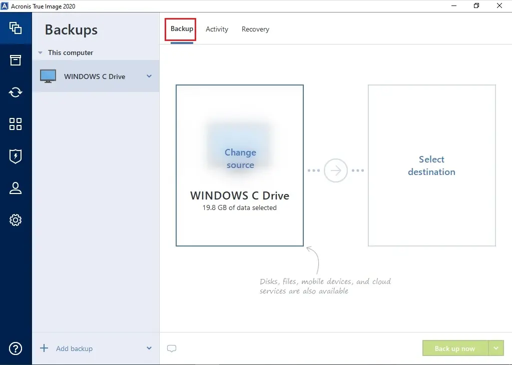 acronis ture image 2020 backup