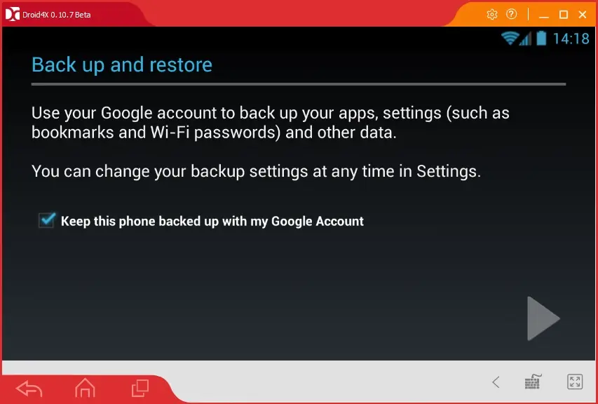 droid4x backup google account