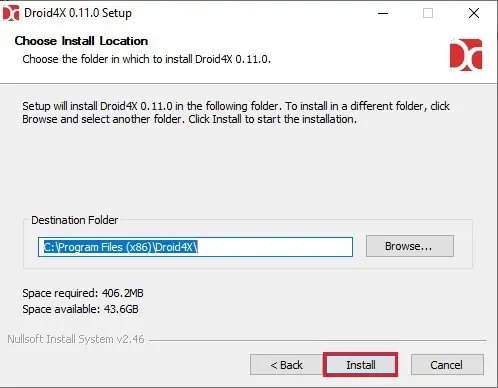 droid4x choose install location
