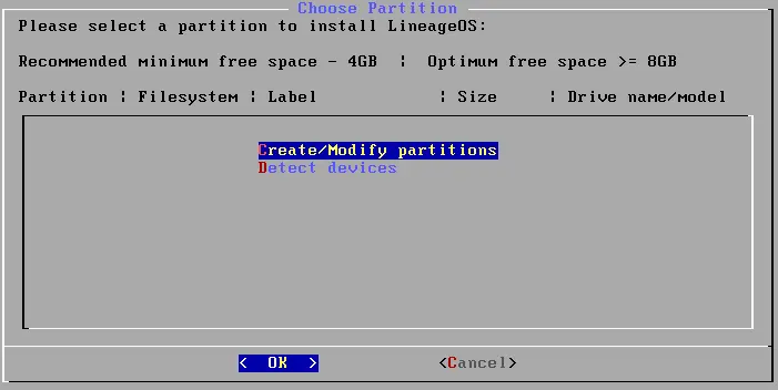 lineageos create modify partitions