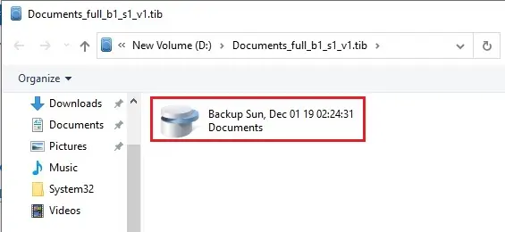 windows explorer acronis backup