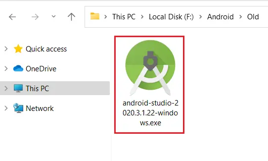 Windows explorer android studio setup