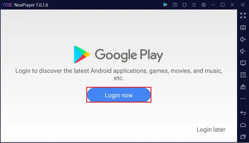 Nox Player google login now