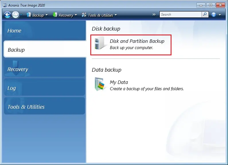 acronis true image backup whole disk