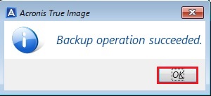acronis backup operation succeeded