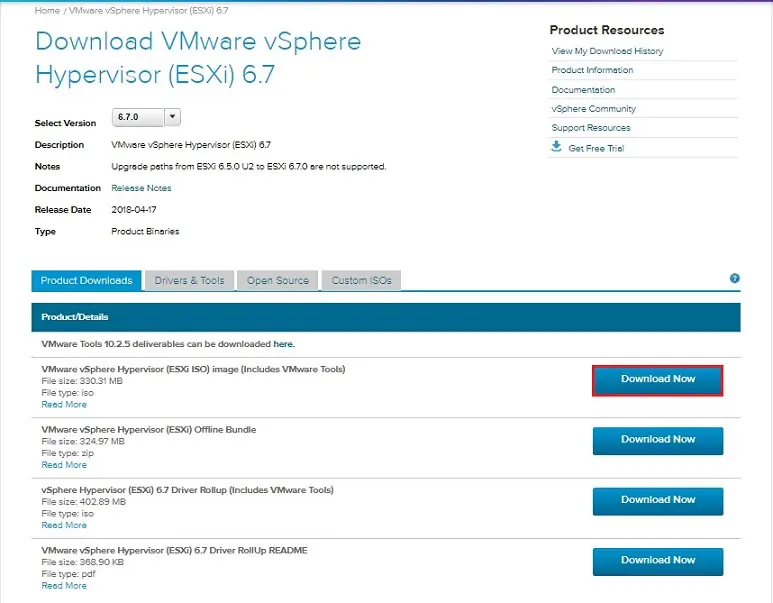 download vmware vsphere esxi 6.7