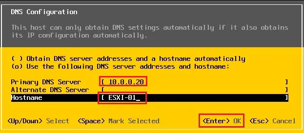 esxi dns configuration