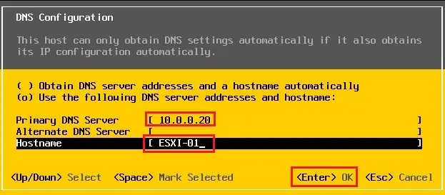 esxi 6.7 dns configuration