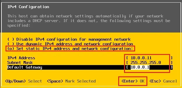 esxi 6.7 ipv4 configuration