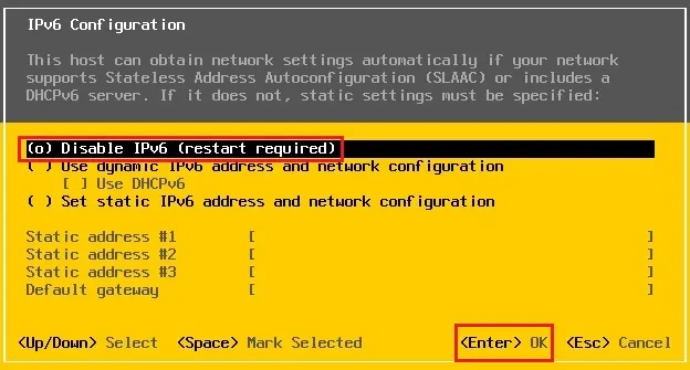 esxi 6.7 ipv6 configuration