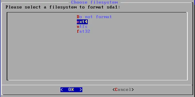 Choose filesystem Phoenix OS