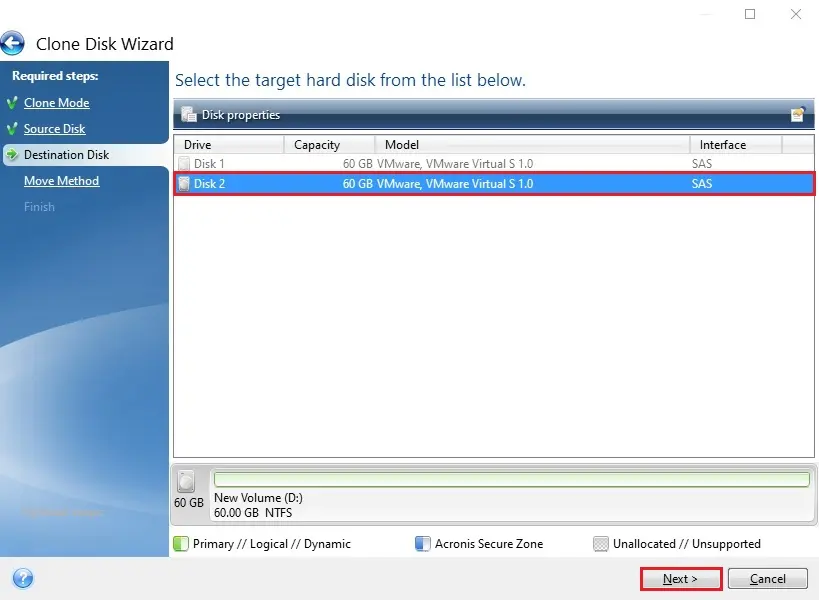 acronis 2020 clone destination disk