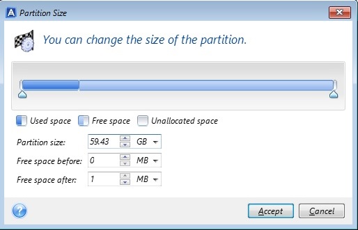 acronis true image partition size