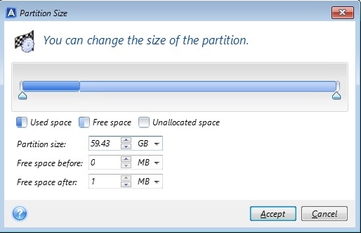 acronis true image partition resize