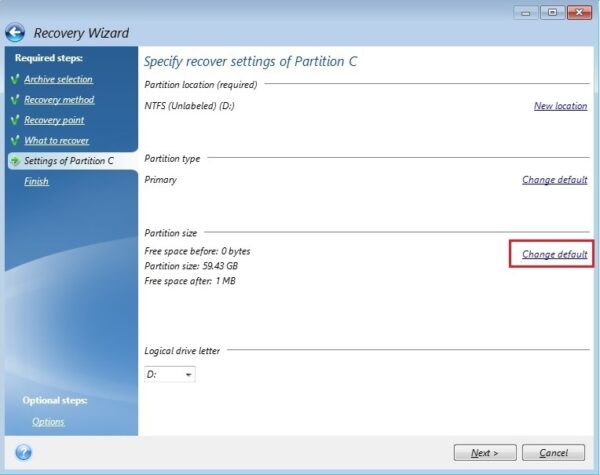 acronis true image resize partition