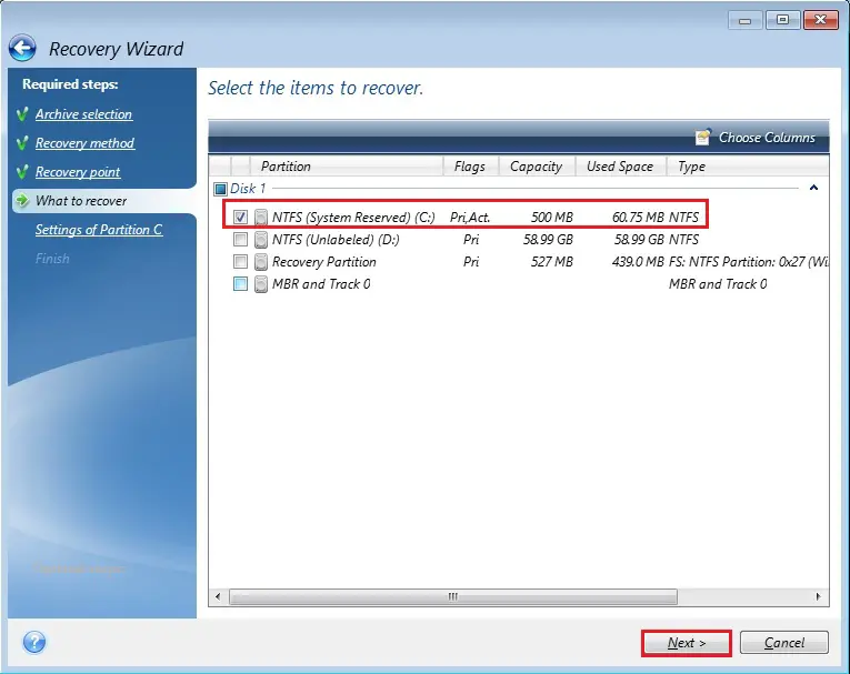 acronis true image increase partition size